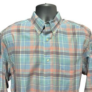 Roundtree & Yorke Checkered Plaid L/S Button Down - Size L